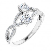 14K White 3/4 CTW Diamond Two-Stone Ring