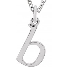 14K White Lowercase Initial b 16 Necklace