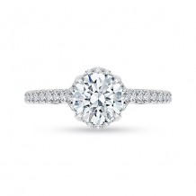 Shah Luxury 18k White Gold Diamond Carizza Semi Mount Engagement Ring to fit Round Center