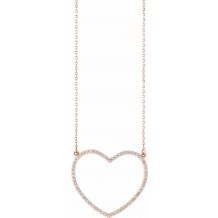 14K Rose 3/8 CTW Diamond Large Heart 16 Necklace