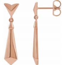 14K Rose Geometric Dangle Earrings