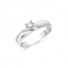 10K White Gold 0.09ct Diamond Melee And Round Center Diamond Engagement Ring