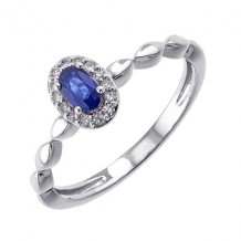 Gems One 10Kt White Gold Diamond (1/12Ctw) & Sapphire (1/3 Ctw) Ring