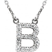 14K White Initial B 1/8 CTW Diamond 16 Necklace