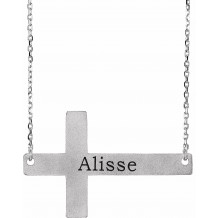 14K White Sideways Cross 16-18 Necklace