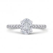 Shah Luxury Oval Diamond Engagement Ring In 14K White Gold (Semi-Mount)