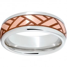 Serinium Domed Band with Copper Inlay and Volley Laser Engraving