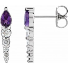 14K White Amethyst & 1/4 CTW Diamond Earrings