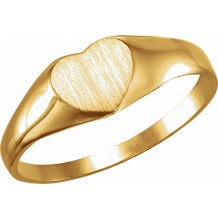 14K Yellow 6x6 mm Youth Heart Signet Ring