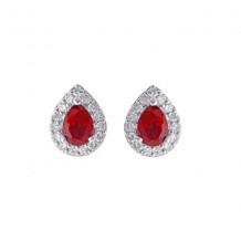 Gems One 10Kt White Gold Diamond (1/8Ctw) & Ruby (3/8 Ctw) Earring