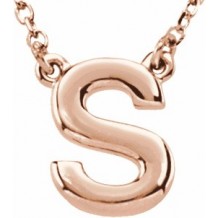 14K Rose Block Initial S 16 Necklace