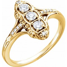 14K Yellow 1/3 CTW Diamond 3-Stone Ring