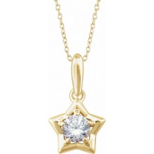 14K Yellow 3 mm Round April Youth Star Birthstone 15 Necklace