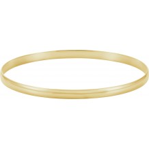 14K Yellow 4 mm Half Round Bangle 7 1/2 Bracelet