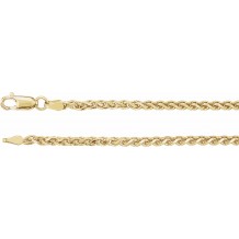 14K Yellow 2.75 mm Diamond Cut Wheat 7 Chain