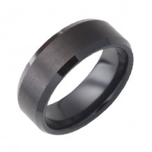 Jewelry Innovations Black Diamond Ceramic Beveled Edge Band with Satin Finish