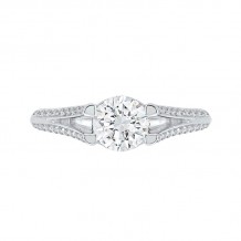 Shah Luxury 14K White Gold Round Diamond Engagement Ring with Split Shank (Semi-Mount)