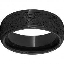 Black Diamond Ceramic Flat Grooved Edge Band with Art Nouveau Laser Engraving