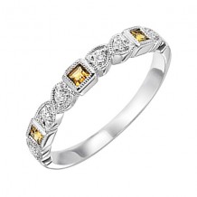 Gems One 10Kt White Gold Diamond (1/10Ctw) & Citrine (1/6 Ctw) Ring