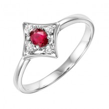 Gems One 14Kt White Gold Diamond (1/20Ctw) & Ruby (1/6 Ctw) Ring