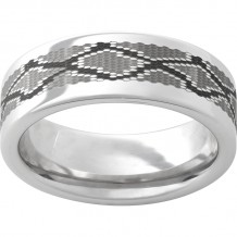 Serinium Pipe Cut Band with Snake Laser Engraving