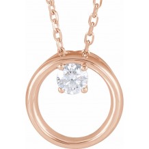 14K Rose 1/10 CTW Diamond Circle 16-18 Necklace