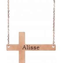 14K Rose Sideways Cross 16-18 Necklace