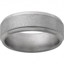 Titanium Flat Band with Step Beveled Edges and Stone Finish