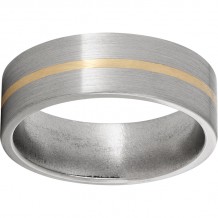 Titanium Flat Band with a 1mm 14K Yellow Gold Inlay and Satin Finish