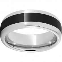 Serinium Domed Band with Black CeramicInlay