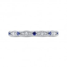 Shah Luxury 14K White Gold Round Diamond & Sapphire Wedding Band