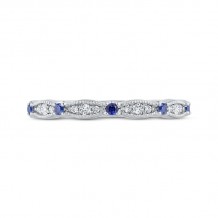 Shah Luxury 14K White Gold Round Diamond & Sapphire Wedding Band