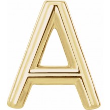 14K Yellow Single Initial A Earring