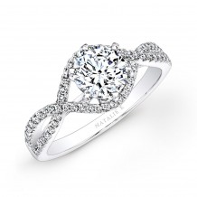 18k White Gold Twisted Shank Diamond Engagement Ring