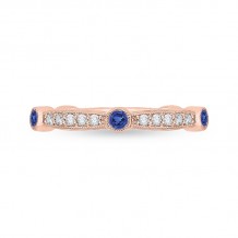 Shah Luxury 14K Rose Gold Round Diamond Wedding Band with Sapphire