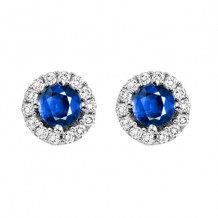 Gems One 14Kt White Gold Diamond (1/8Ctw) & Sapphire (1/3 Ctw) Earring