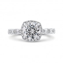 Shah Luxury 14K White Gold Round Cut Diamond Halo Engagement Ring (Semi-Mount)