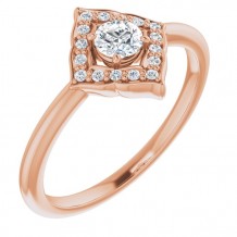 14K Rose 1/3 CTW Diamond Halo-Style Clover Ring