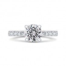 Shah Luxury 18K White Gold Round Diamond Solitaire Plus Engagement Ring  (Semi-Mount)