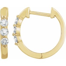 14K Yellow 1/4 CTW Diamond Hoop Earrings