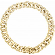 14K Yellow 3/4 CTW Diamond Curb 7 Bracelet