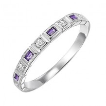 Gems One 14Kt White Gold Diamond (1/12Ctw) & Amethyst (1/8 Ctw) Ring