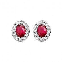 Gems One 14Kt White Gold Diamond (1/5Ctw) & Ruby (1 1/3 Ctw) Earring