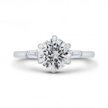 Shah Luxury 14K White Gold Round Cut Diamond Engagement Ring (Semi-Mount)