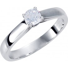 10K White 1/2 CTW Diamond Solitaire Engagement Ring with Accent