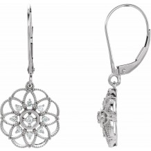 14K White 1/5 CTW Diamond Granulated Filigree Earrings