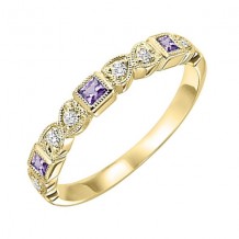 Gems One 14Kt Yellow Gold Diamond (1/12Ctw) & Amethyst (1/6 Ctw) Ring