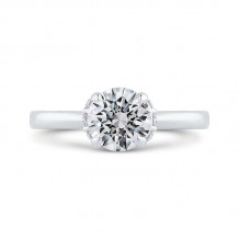 Shah Luxury 14K White Gold Round Cut Diamond Engagement Ring (Semi-Mount)