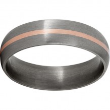 Titanium Domed Band with a 1mm 14K Rose Gold Inlay and Satin Finish