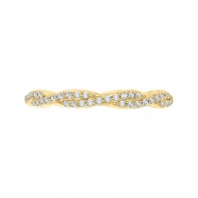 Shah Luxury 14K Yellow Gold Round Eternity Diamond Wedding Band with Criss-Cross Crossover Shank